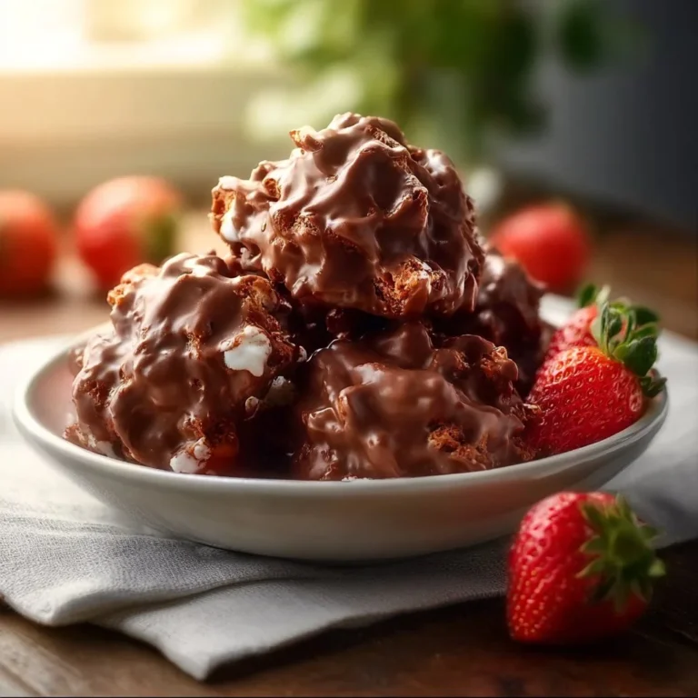 Delicious chocolate-covered strawberry yogurt clusters on a white plate
