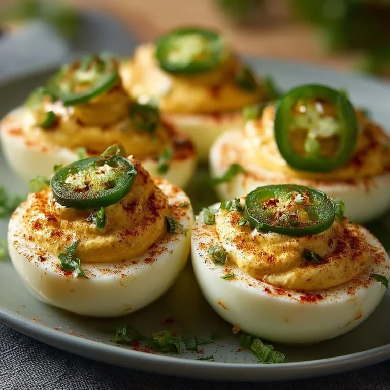 Delicious classic deviled eggs with a flavorful twist on a plate.