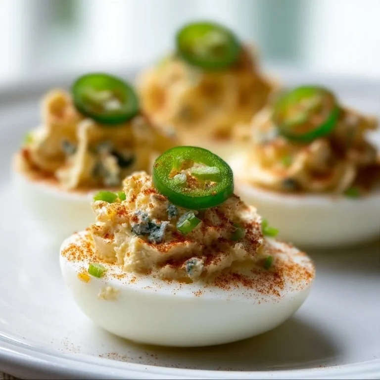 Delicious jalapeño popper deviled eggs on a serving platter