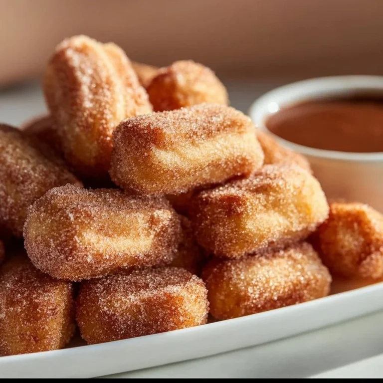 Crispy air fryer churro bites served on a plate with cinnamon sugar