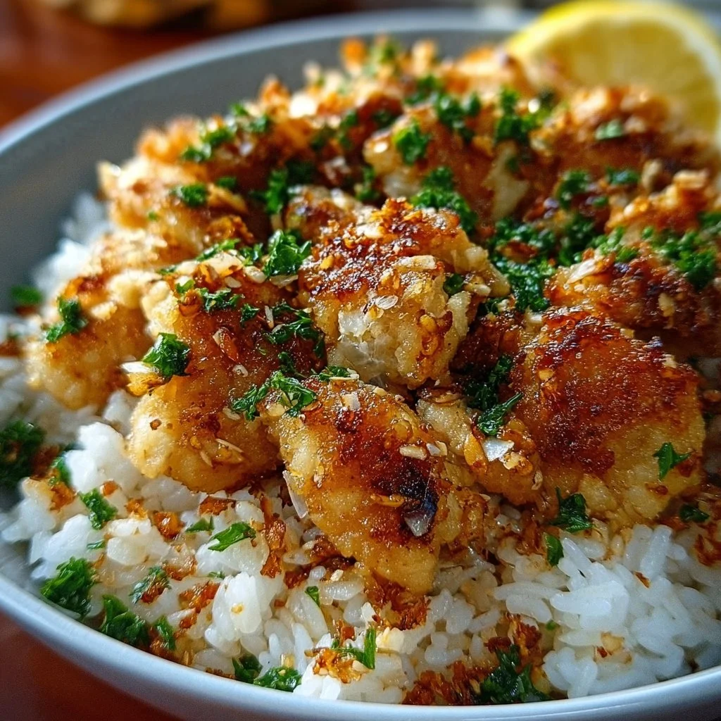 Crispy Garlic Chicken Rice