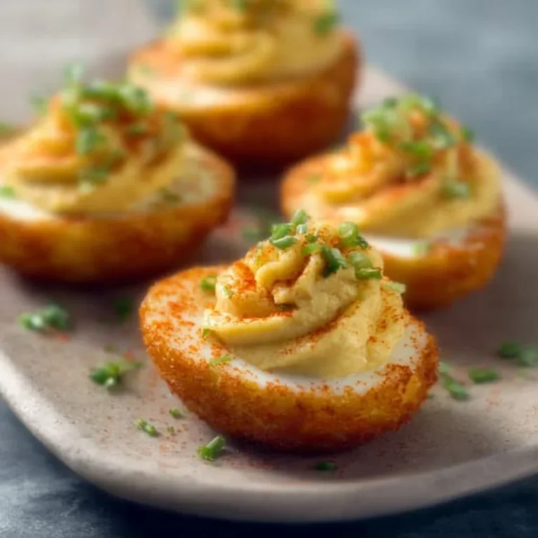 Delicious deviled eggs garnished with paprika and chives on a platter