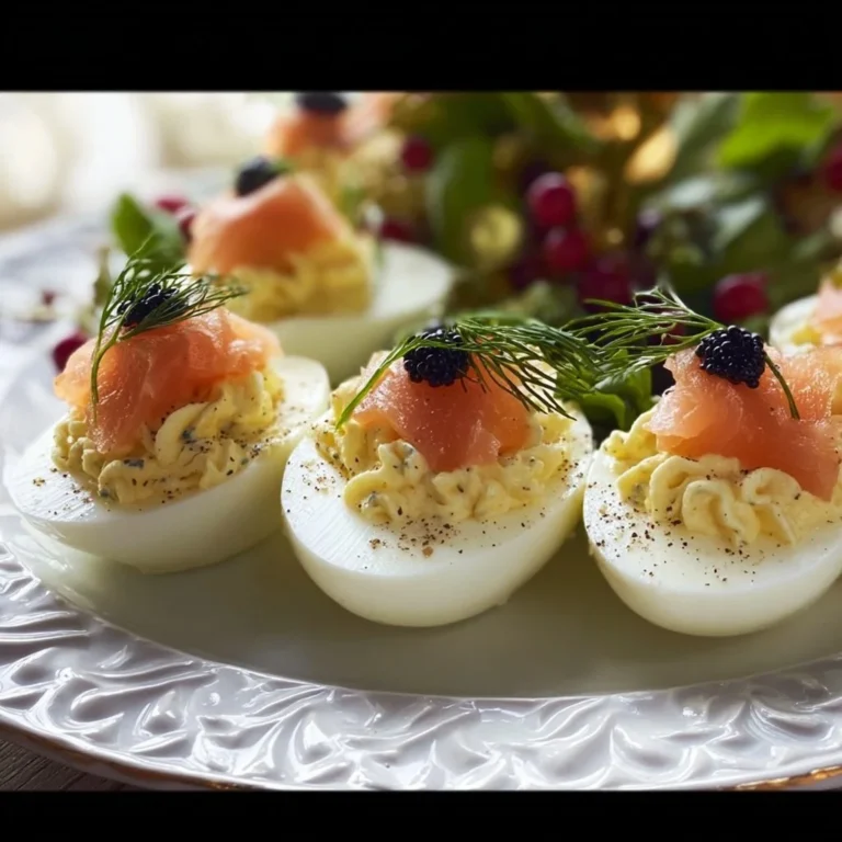 Elegant Deviled Eggs Royale served as a gourmet appetizer.