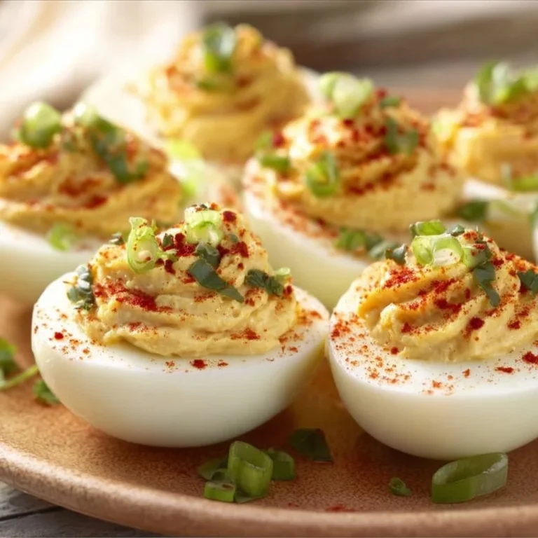 Delicious deviled eggs topped with relish on a platter