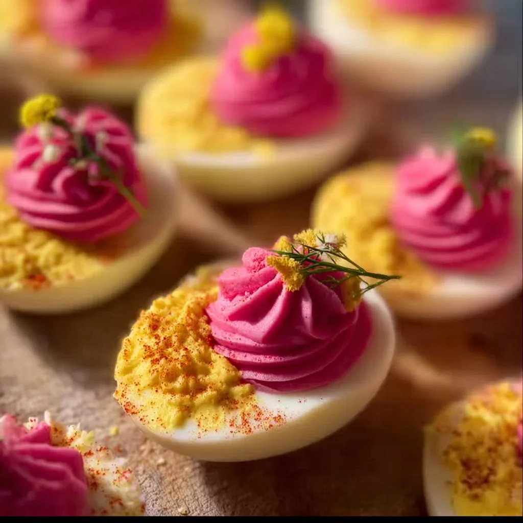 Easter Deviled Eggs with a Natural Pink Twist