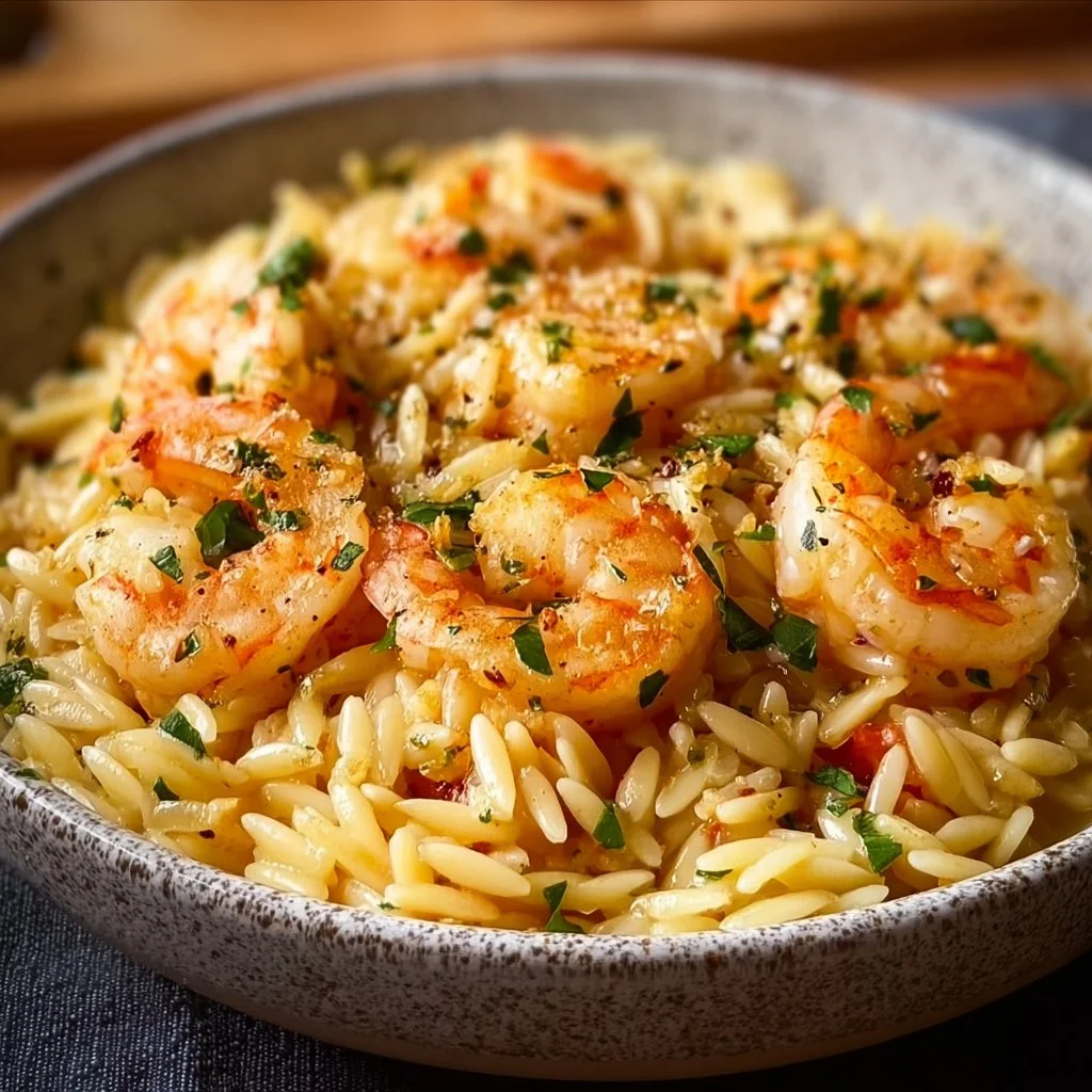 Easy Shrimp Orzo in Lemon Garlic Sauce
