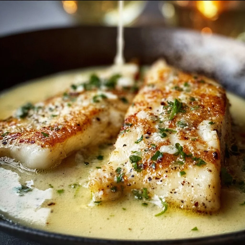 Fish with Non-alcoholic White Wine Sauce