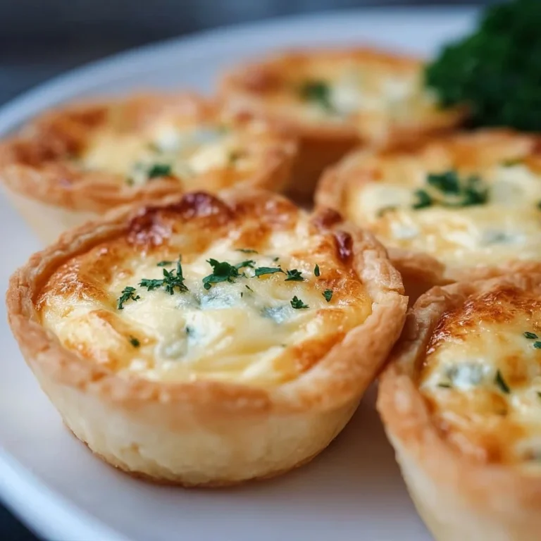 Fluffy mini cheese quiches served on a wooden platter