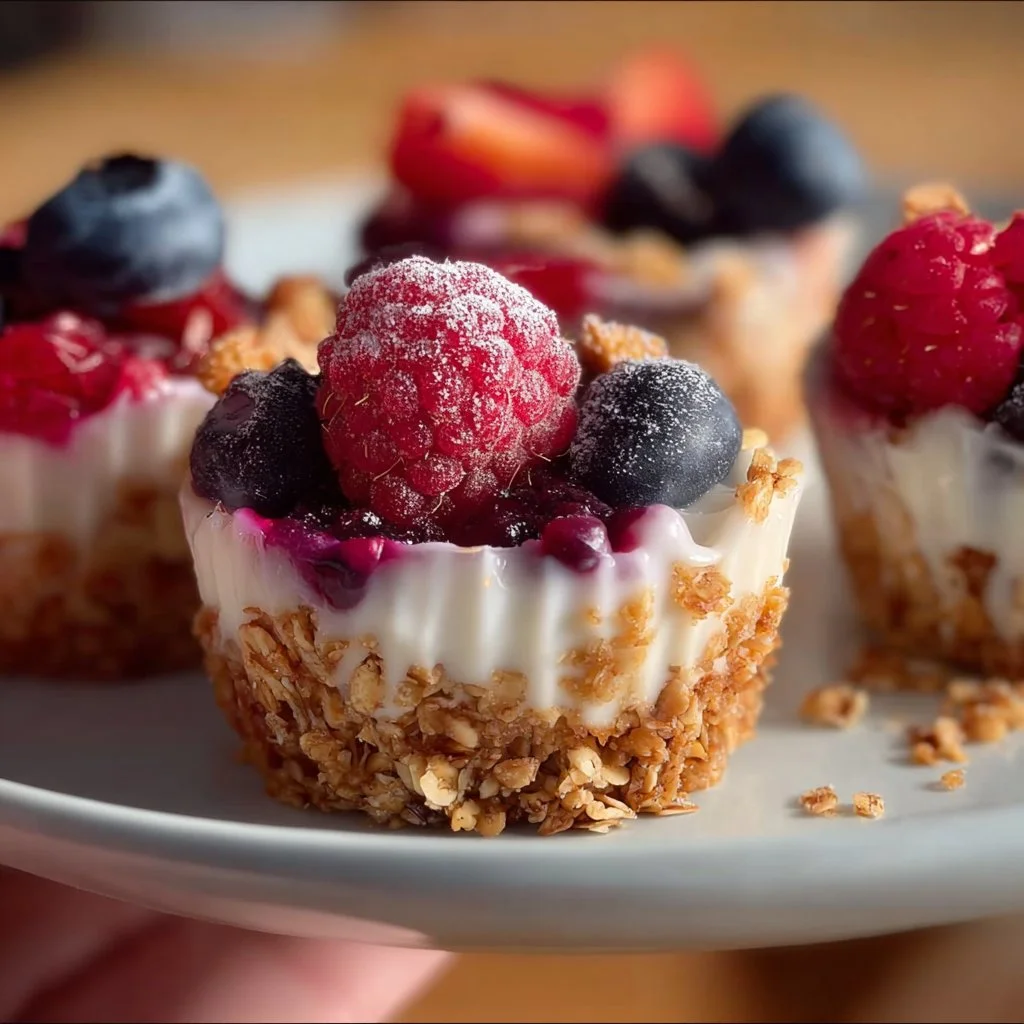 Frozen Yogurt Granola Cups with Berries