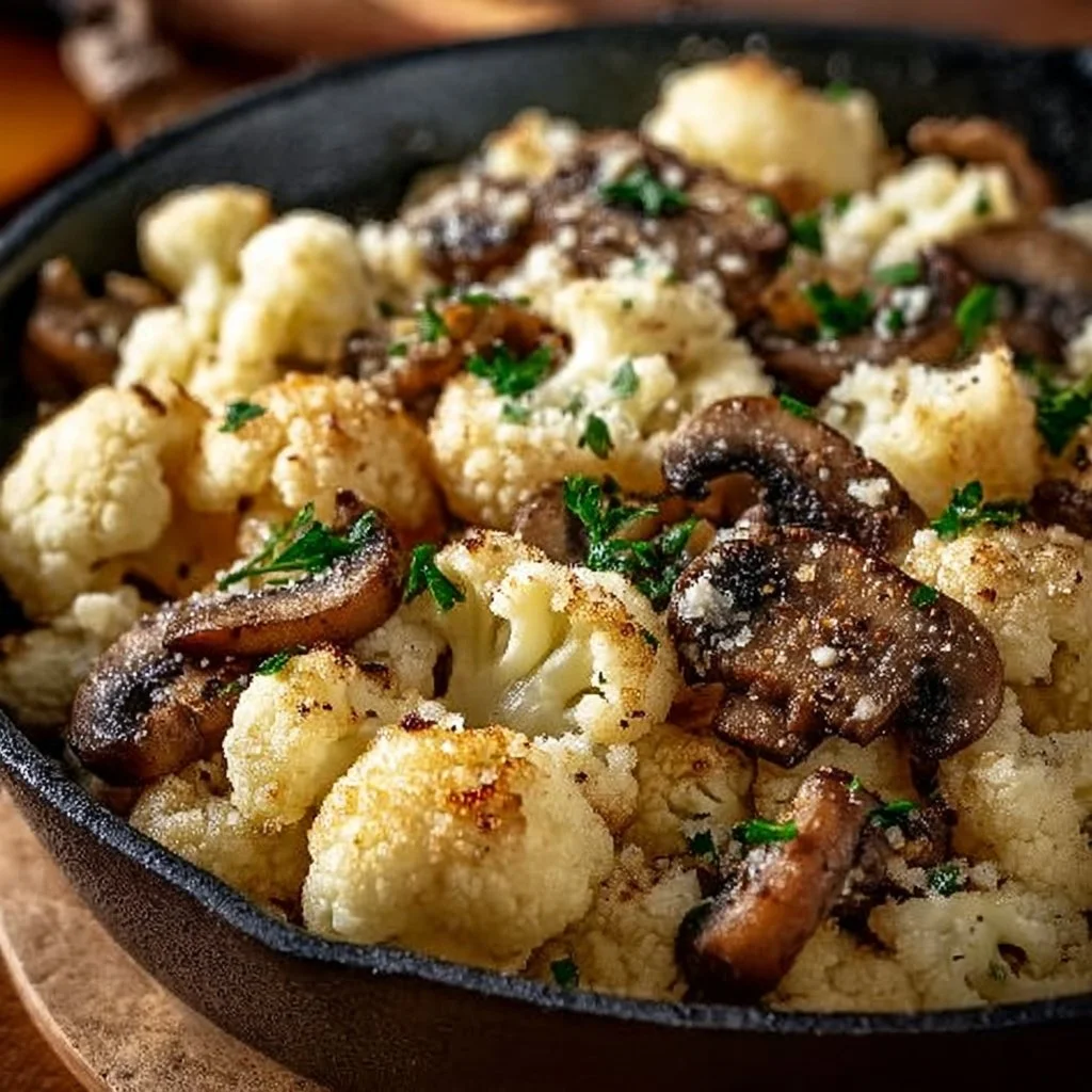 Garlic Cauliflower Mushroom Skillet