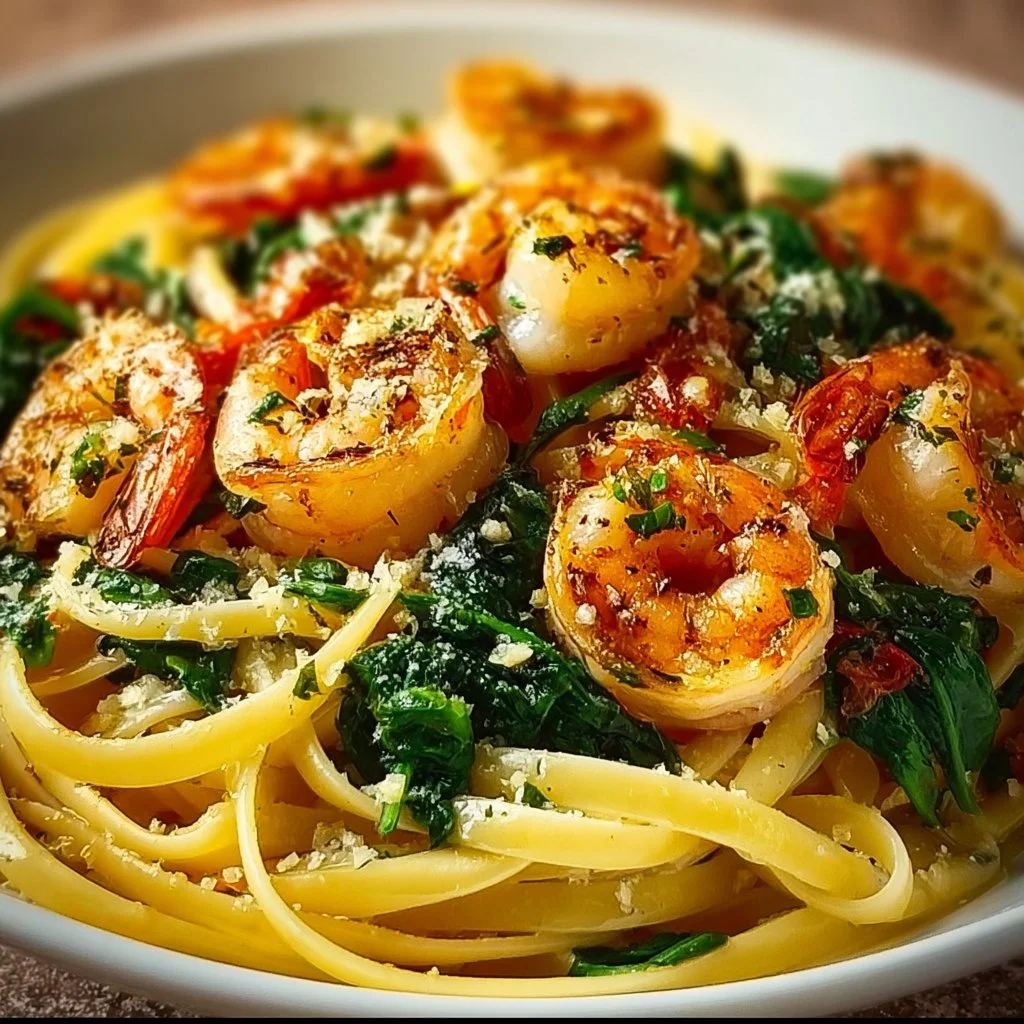 Garlic Shrimp and Spinach Linguine