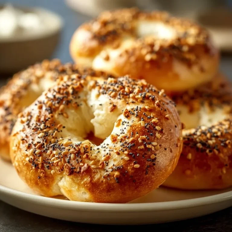 Homemade Greek yogurt bagels freshly baked on a cooling rack.