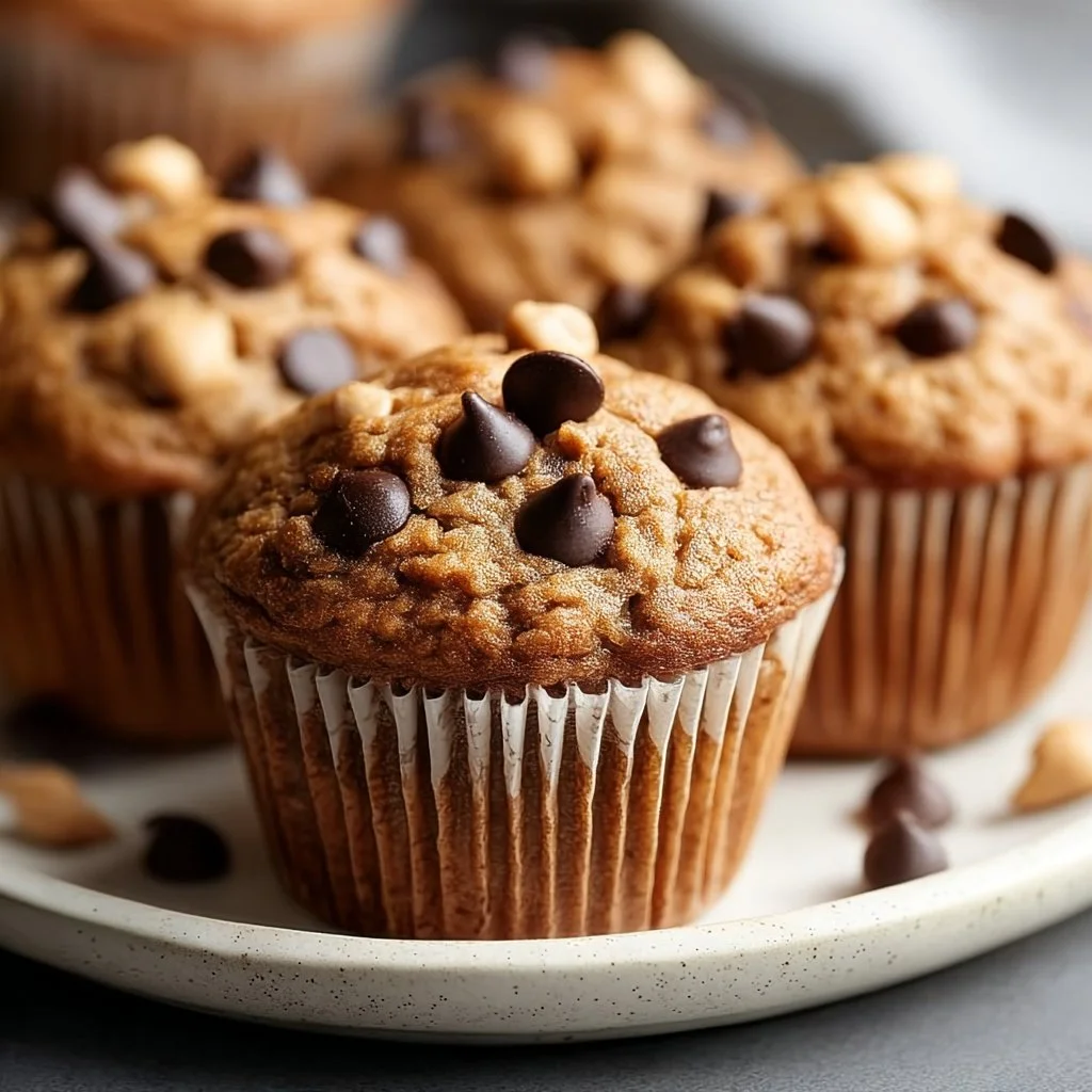 Healthy Peanut Butter Banana Muffins fresh out of the oven
