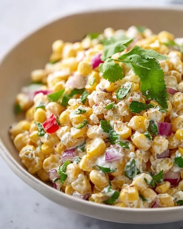 Healthy street corn salad topped with Greek yogurt and fresh ingredients