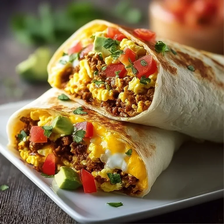 High-protein breakfast burrito filled with eggs, beans, and vegetables