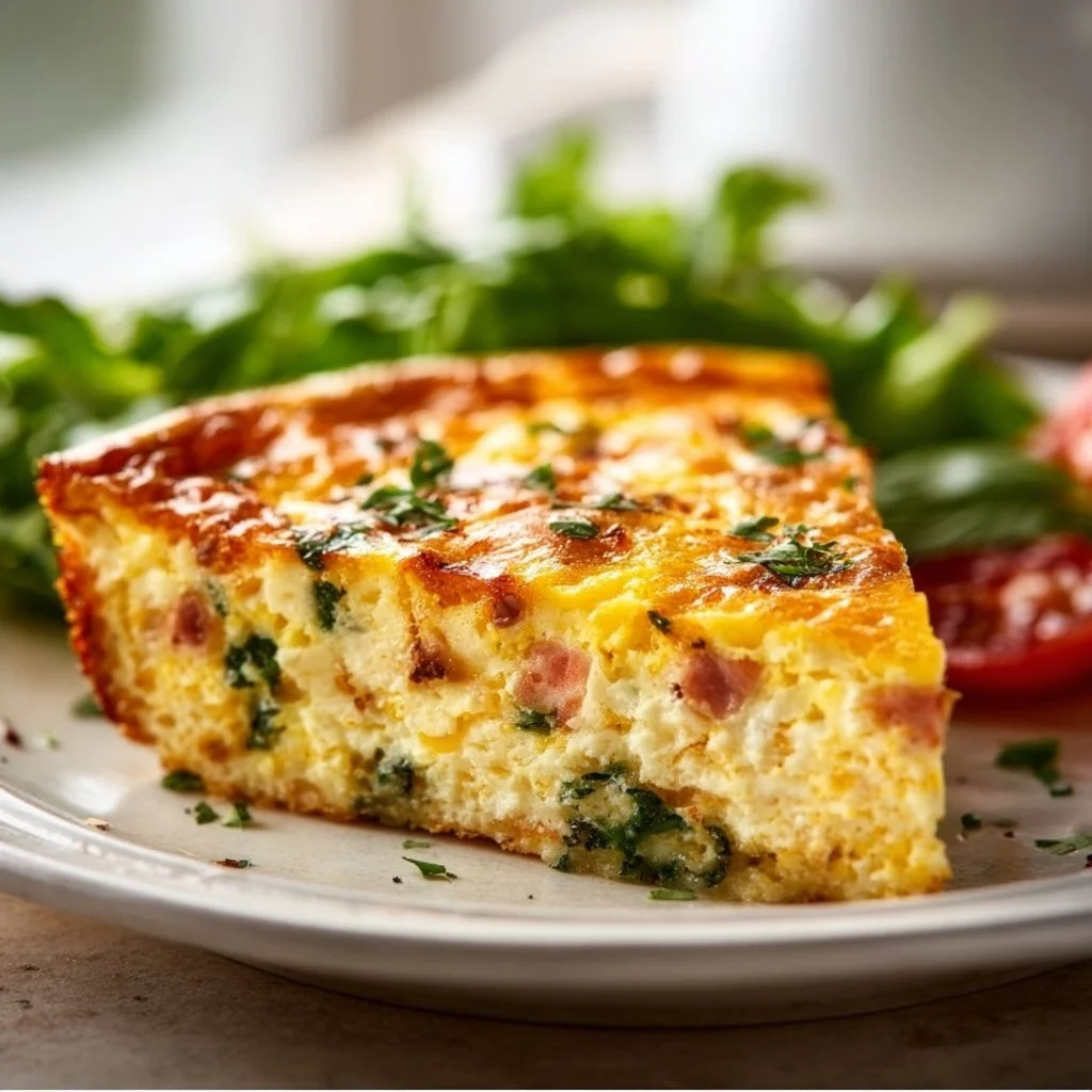 Ina Garten's crustless quiche with vegetables and cheese, perfect for brunch.