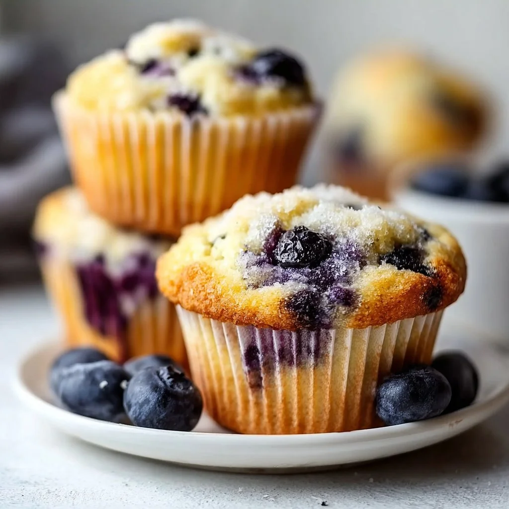 Freshly baked lemon blueberry muffins with blueberries on a cooling rack