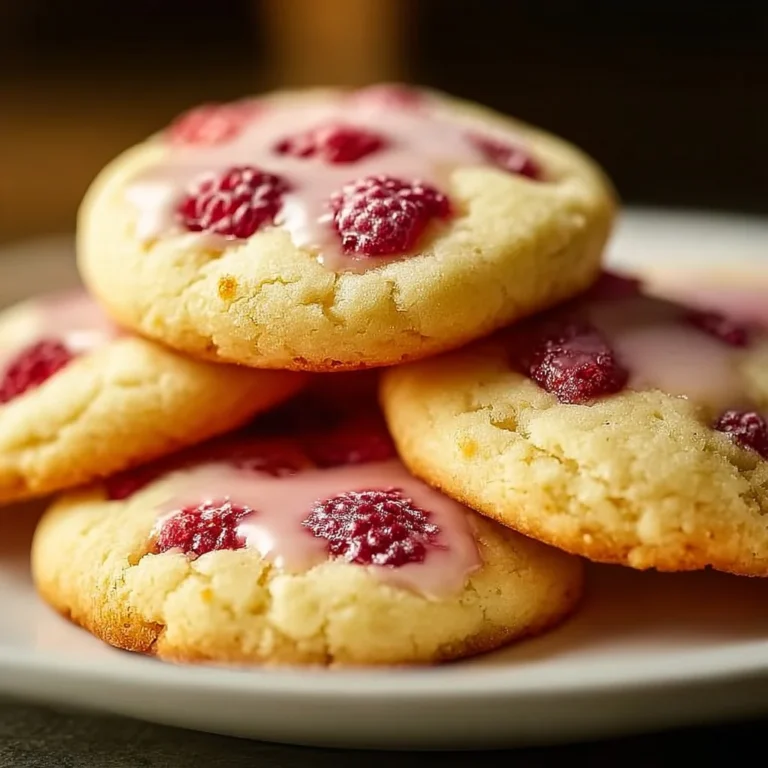 Lemon raspberry cookies freshly baked with a crispy edge and soft center.