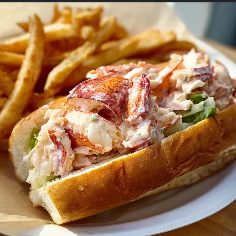 Delicious lobster roll with fresh lobster meat in a buttery bun