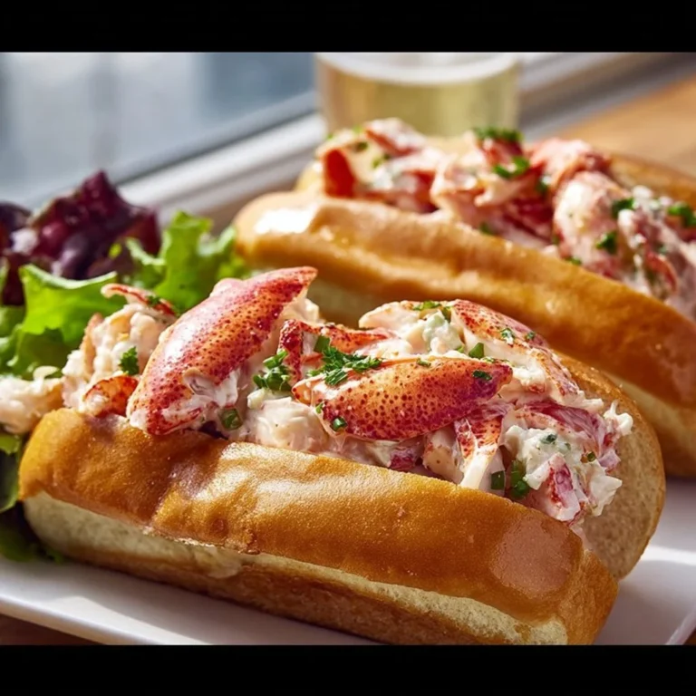 Delicious Maine-style lobster rolls served with all the fixings.