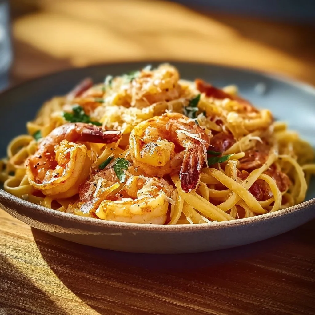 Delicious Marry Me Shrimp Pasta dish with garlic and herbs