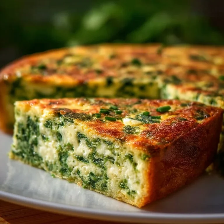 Mediterranean spinach cheese fetta quiche baked in a pie dish with fresh herbs.