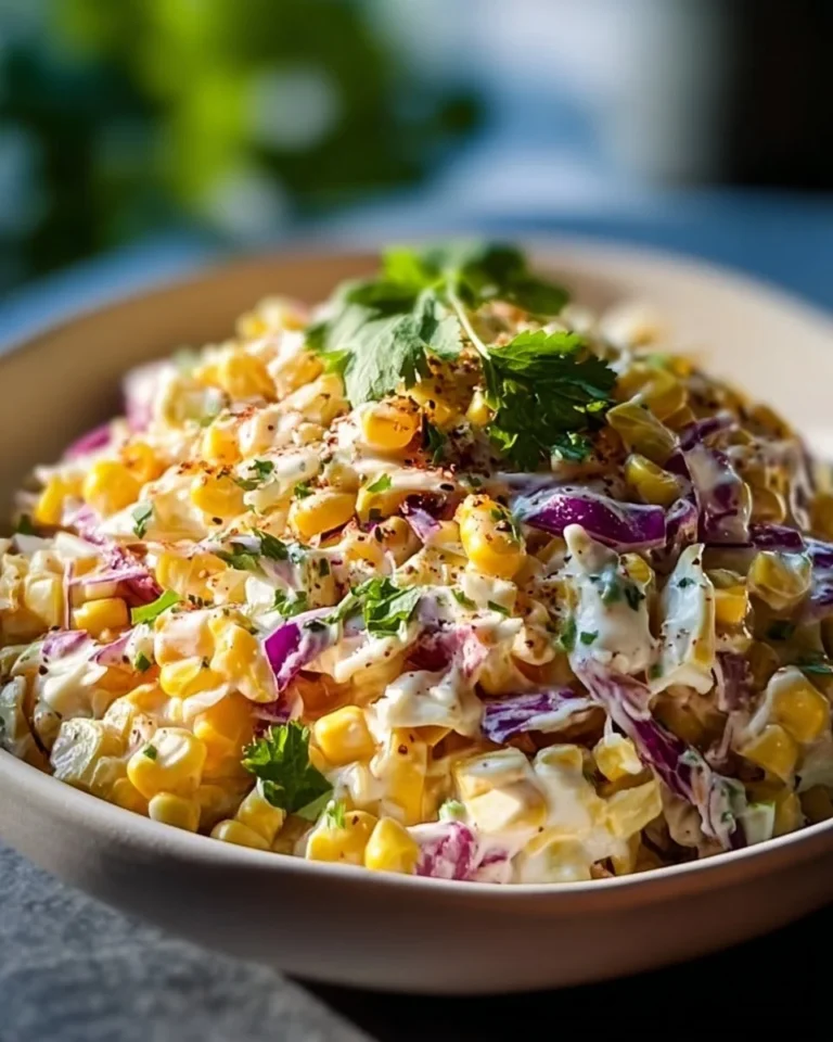 Mexican Street Corn Coleslaw served in a bowl with fresh ingredients