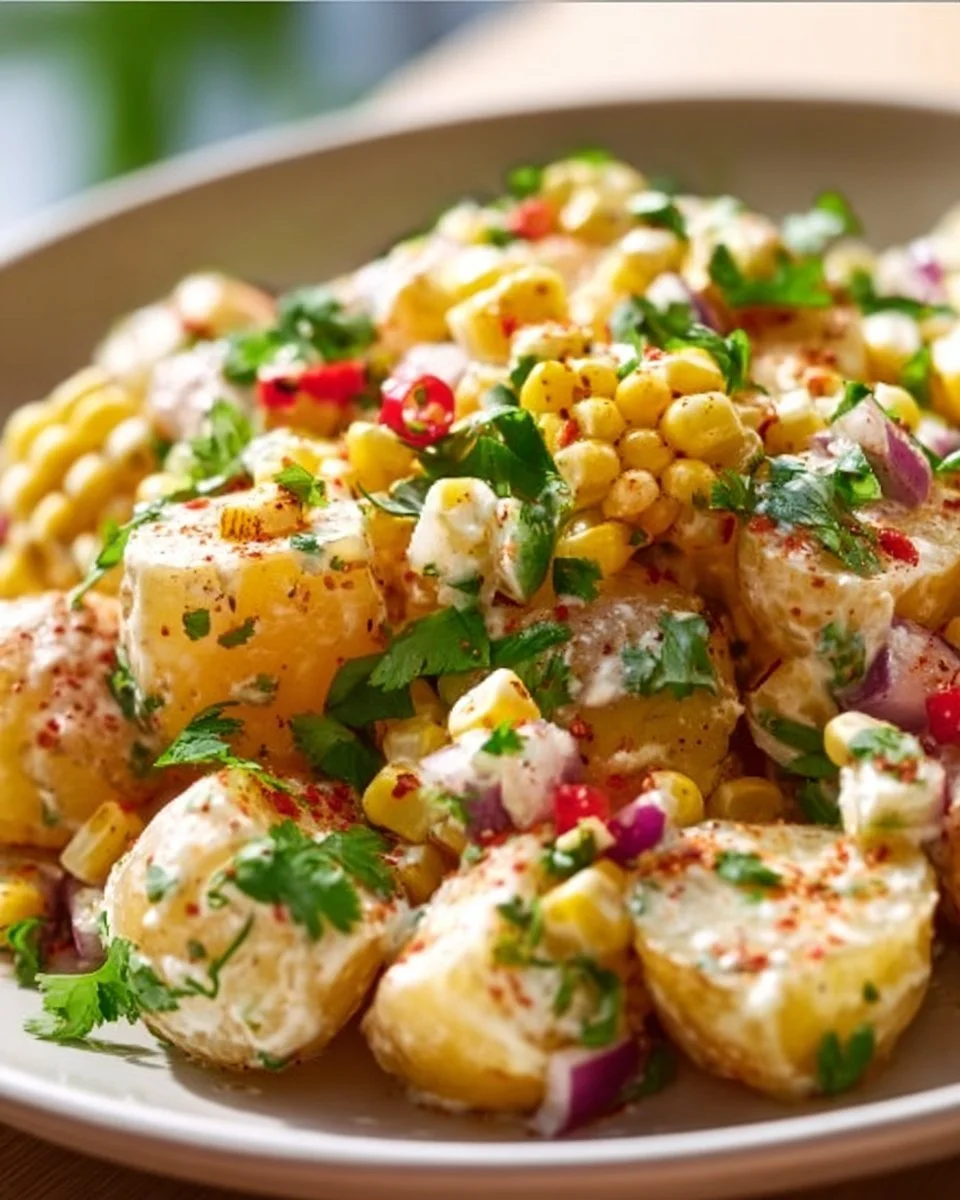 Delicious Mexican Street Corn Potato Salad with fresh ingredients and flavors