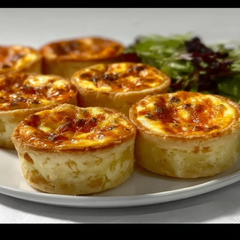 Mini cheese quiche baked to golden perfection, ideal for brunch or appetizers