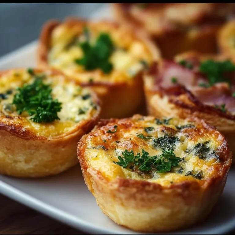 A plate of assorted mini quiches with colorful fillings and golden crusts.