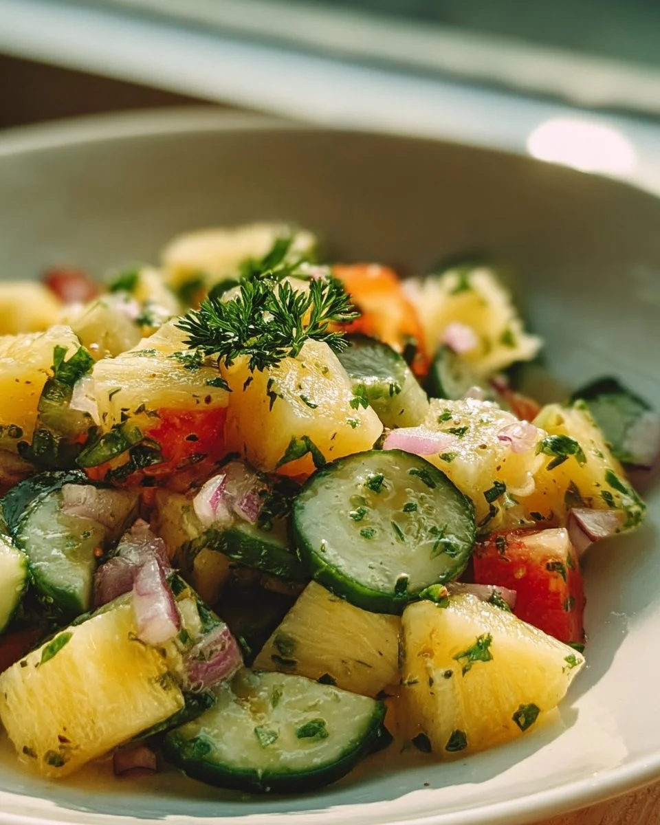 Fresh Pineapple Cucumber Salad with vibrant colors and textures