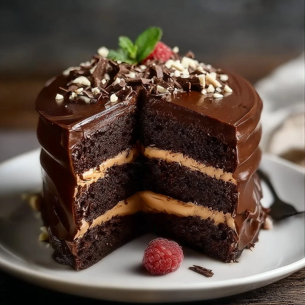 Rich chocolate birthday cake topped with creamy frosting and chocolate shavings