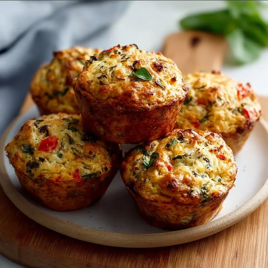 Freshly baked savoury muffins with herbs and cheese