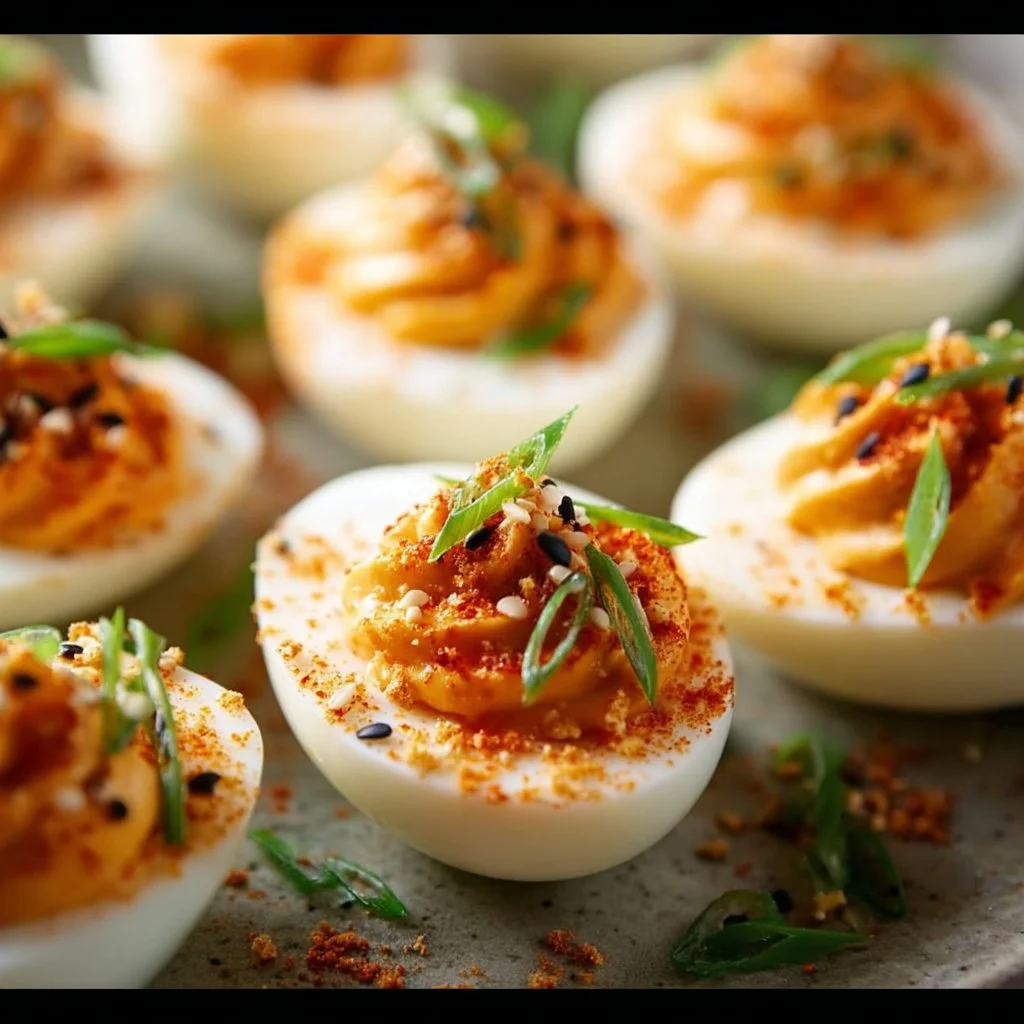 Spicy Gochujang Deviled Eggs