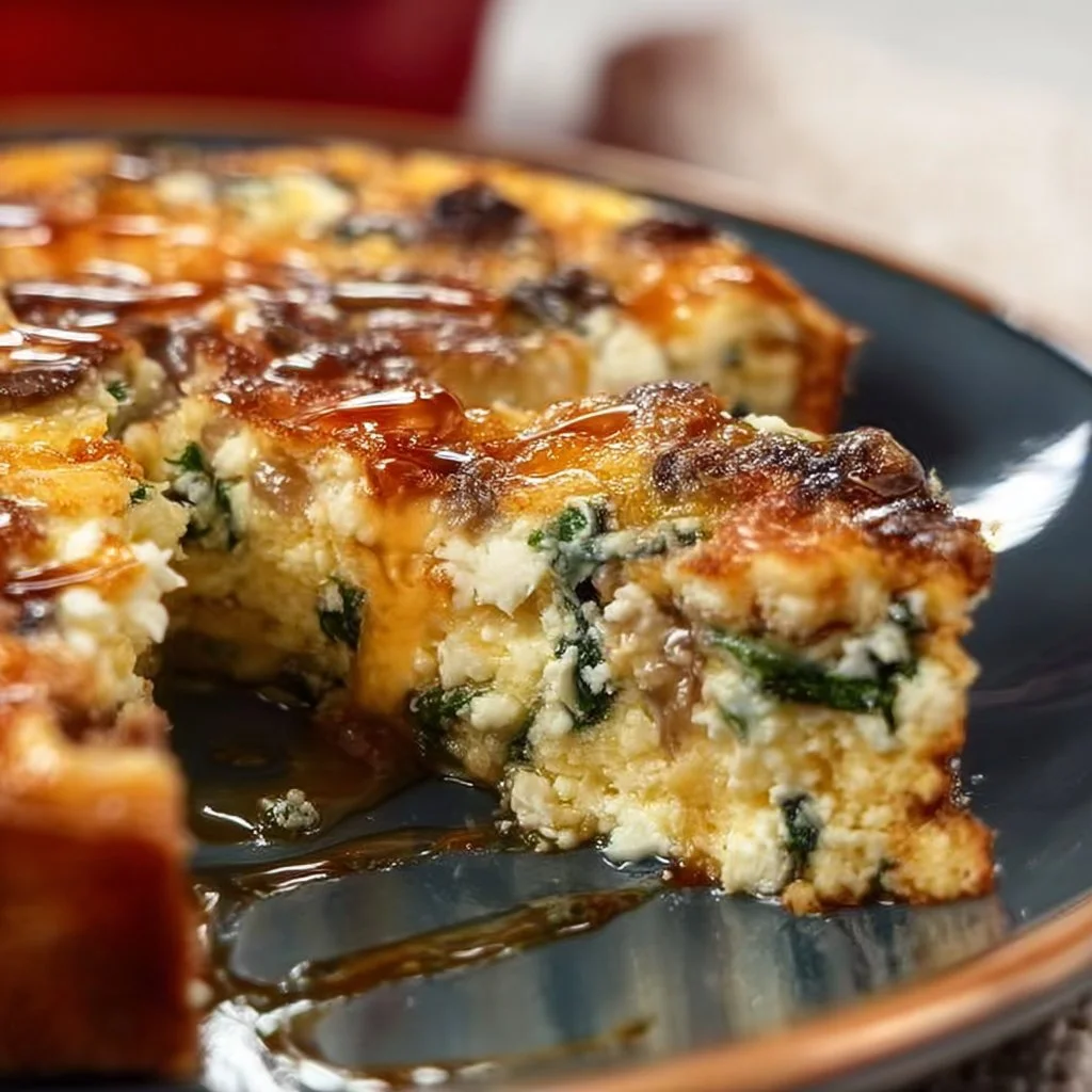 Spinach Mushroom and Feta Crustless Quiche