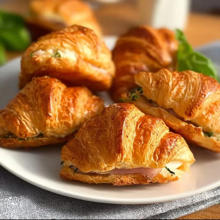 Freshly baked stuffed croissants with various fillings