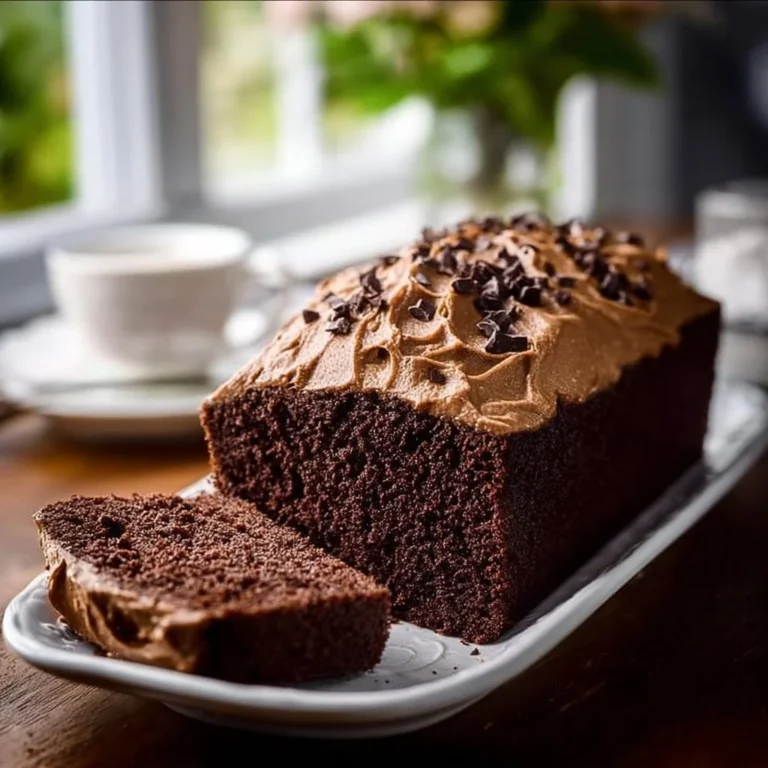 Delicious tea time chocolate loaf cake on a rustic table