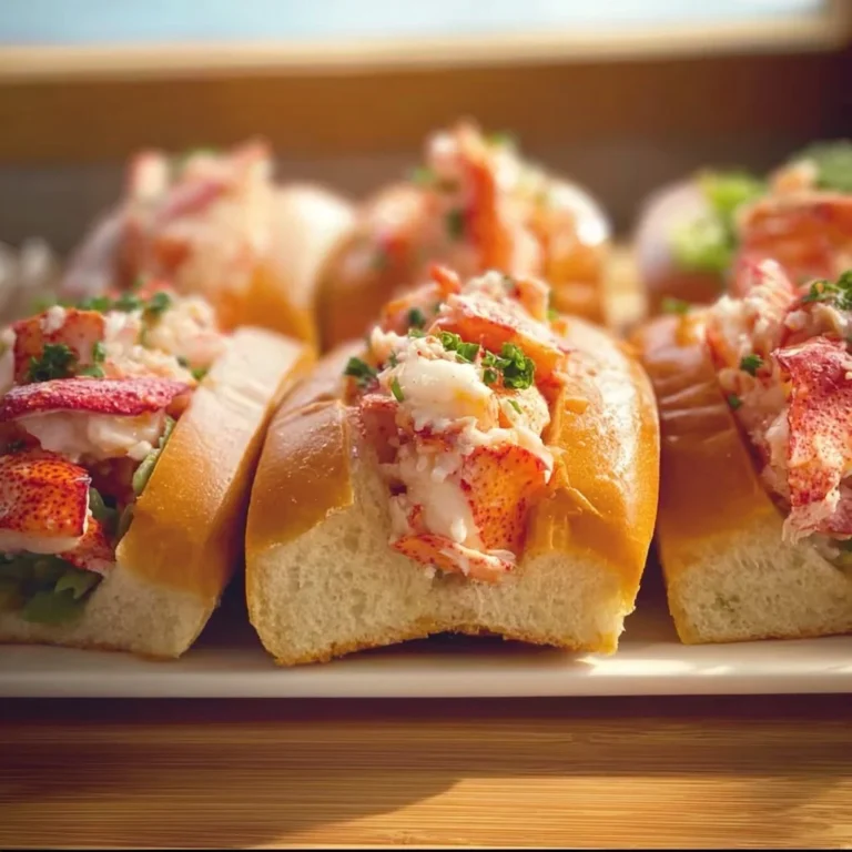 Delicious lobster rolls served with fresh ingredients and a side of fries.