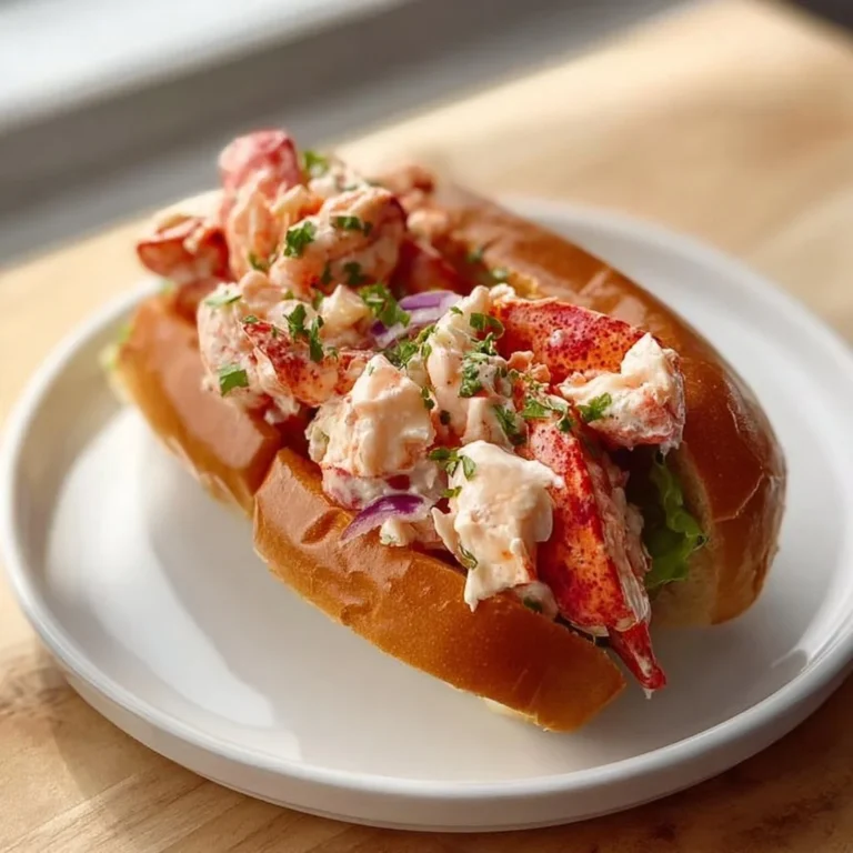 Gourmet lobster roll served with fresh ingredients and a side of fries