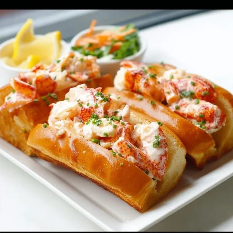 Delicious prawn lobster rolls garnished with herbs and served in a toasted bun.