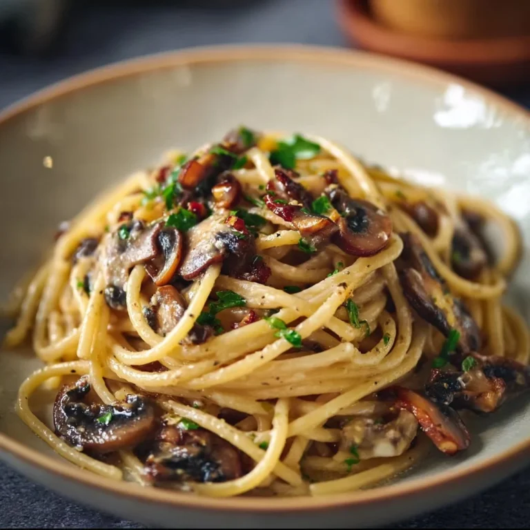 30-Minute Miso Mushroom Bucatini with fresh mushrooms and miso sauce