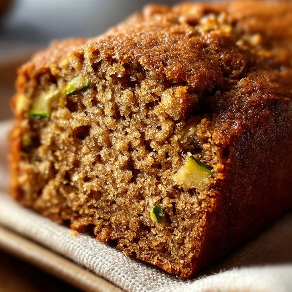 Apple Cinnamon Zucchini Bread fresh out of the oven, sliced and ready to serve.
