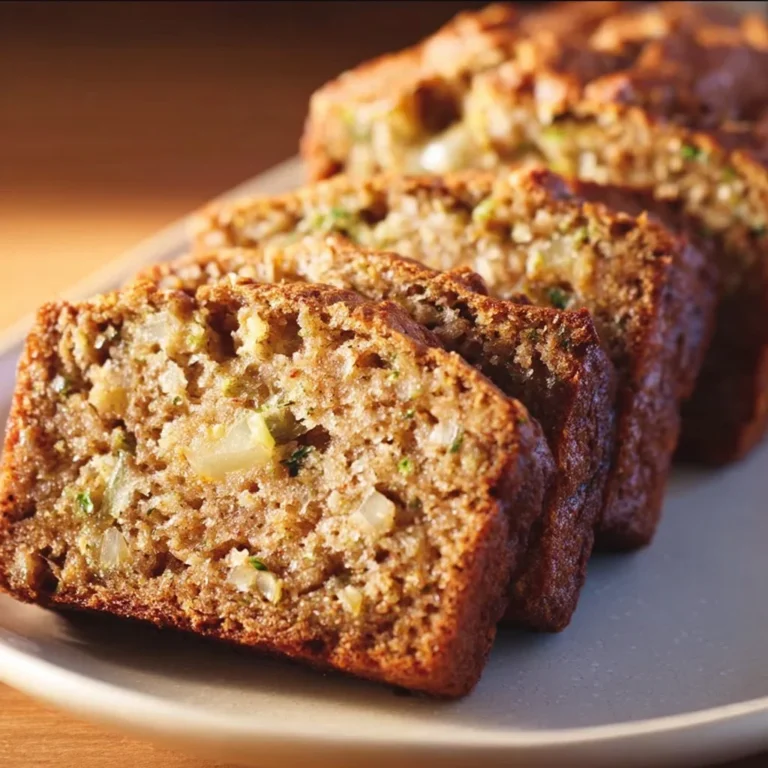 Slice of moist apple zucchini bread with a slice cut out