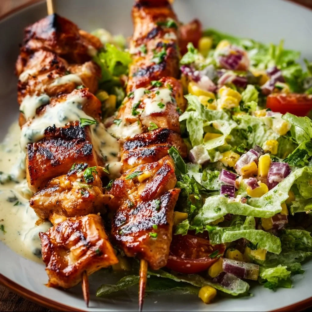BBQ Chicken Skewer Salad