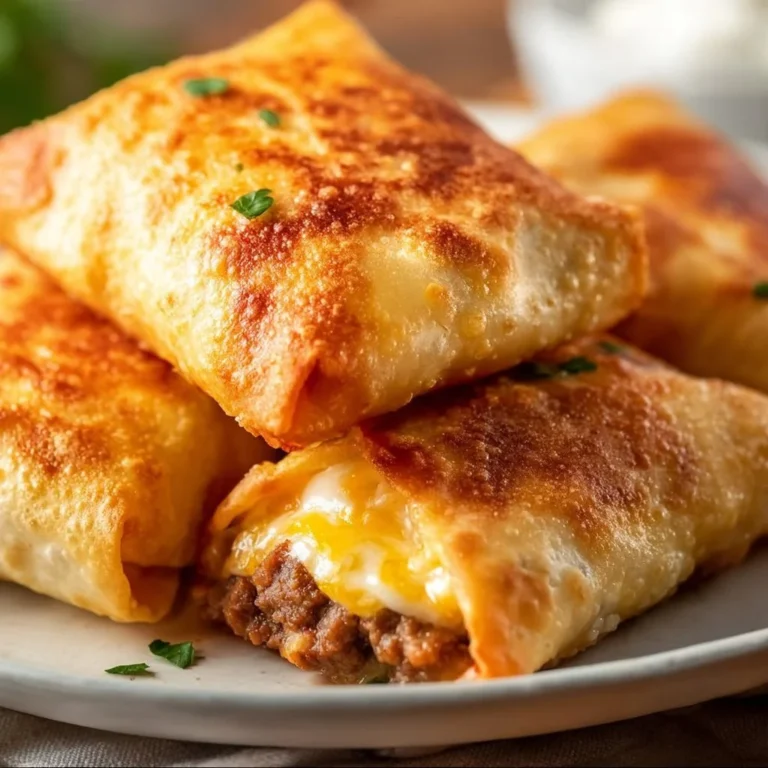 Delicious beef and cheese chimichangas on a plate ready to serve.