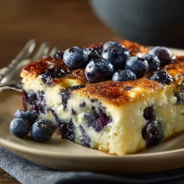 Blueberry cottage cheese breakfast bake fresh out of the oven