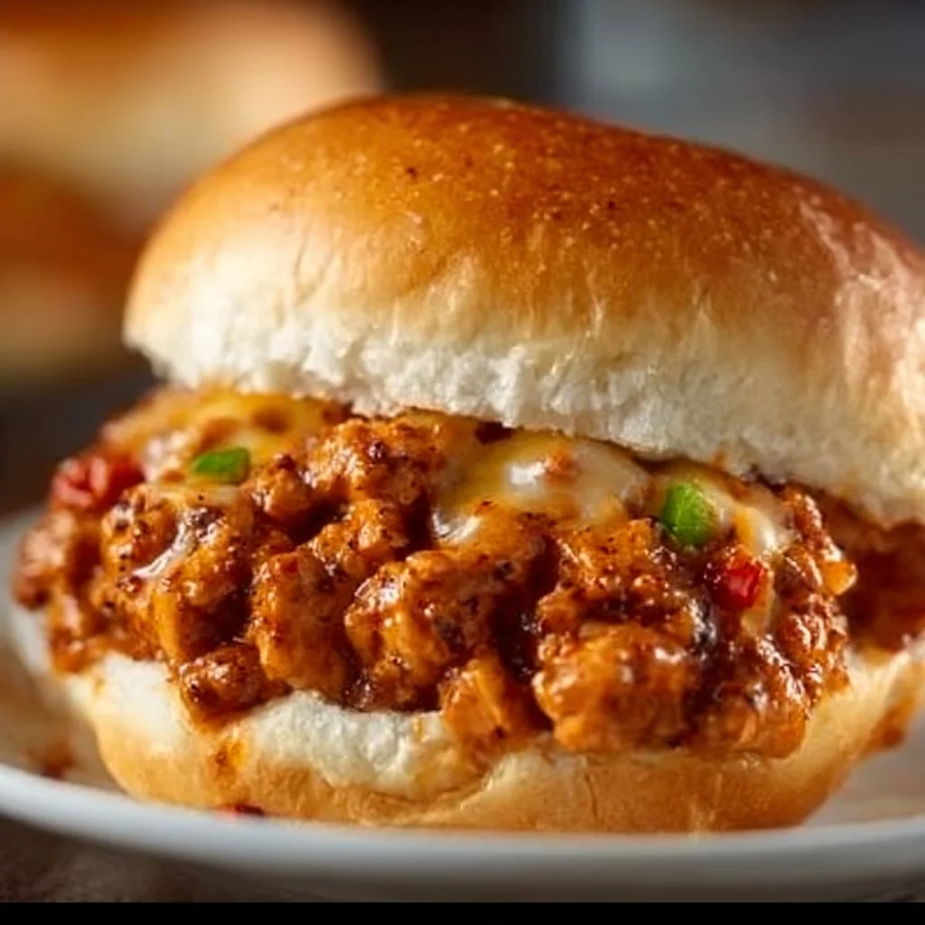 Delicious Cajun Chicken Sloppy Joes served on a plate