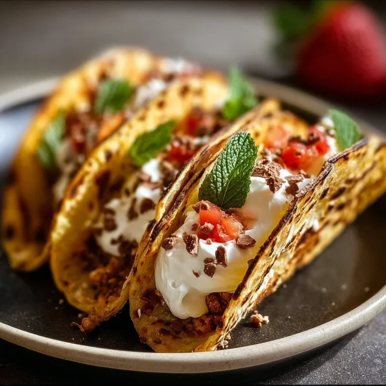 Delicious cheesecake tacos served with fresh strawberries and whipped cream.
