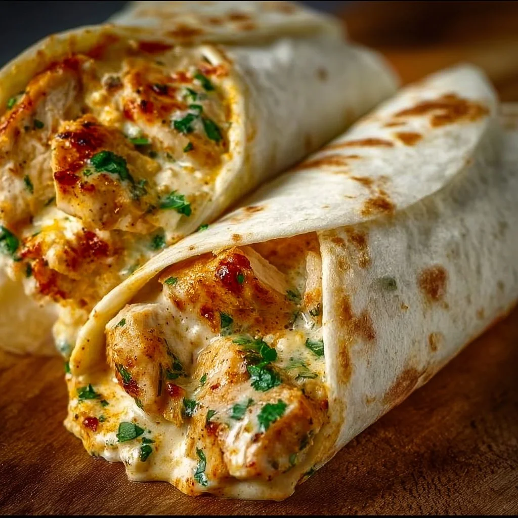 Cheesy Garlic Chicken Wraps