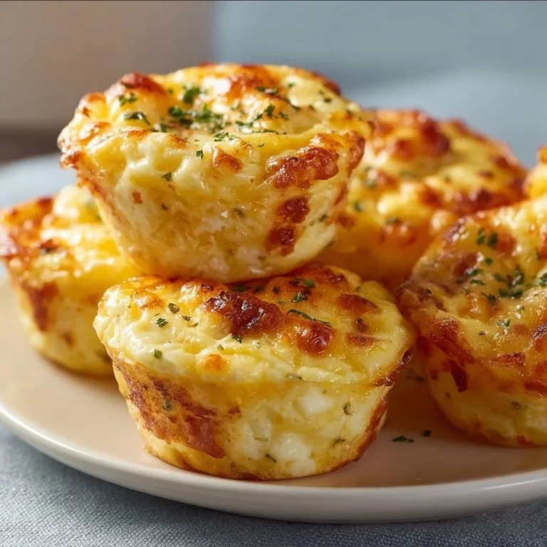 Cheesy muffin tin cottage cheese egg bites served on a plate